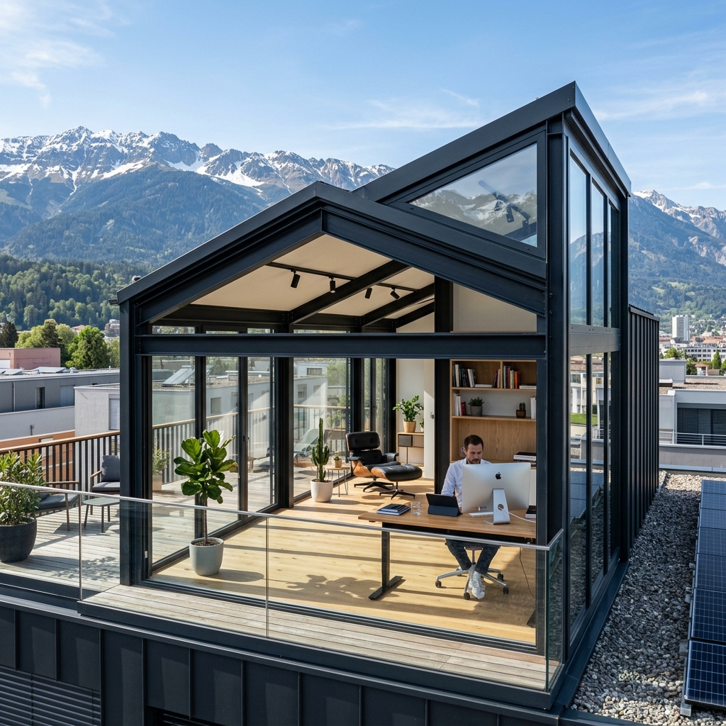 Rooftop room and prefab board structure space option